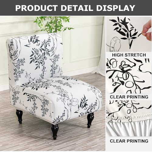 Eco-Ancheng Armless Chair Slipcover Removable Armless Accent Chairs Covers Washable Armless Slipper Chair Slipcover Printed Armless Chair Furniture Protector Covers for Living Dining Room Hotel