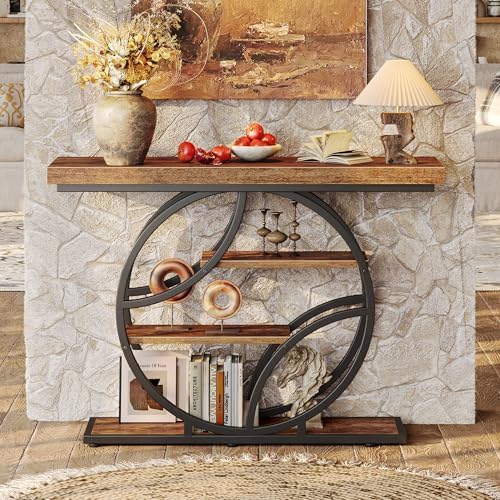 Huuger 41.3 Inch Entryway Table with Artistic Curved Metal Frame,Sofa Table