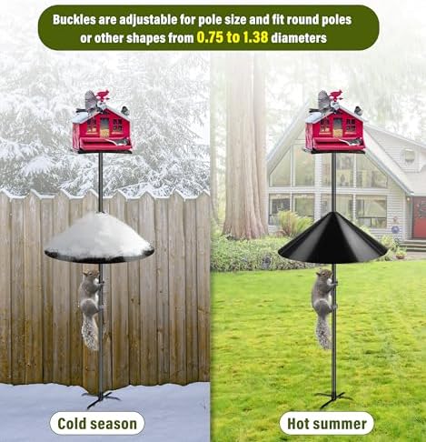 Squirrel Baffle,19-Inch Squirrel Baffle for Bird Feeder Pole,Squirrel-Proofs for Outdoor Shepherd's Hooks，Outside Pole Mount Squirrels Guard(Black 2 Pack