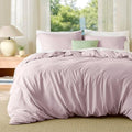 Bedsure Duvet Cover Queen Size, 3Pcs Double Brushed Bedding Set, Pink Mocha