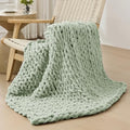 Bigacogo Chunky Knit Throw Blanket for Couch, 40x40 inches, Sage Green