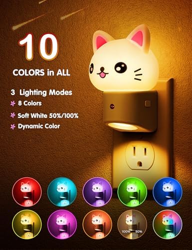 L LOHAS LED Night Light for Kids, 3D Cat Night Light Plug in