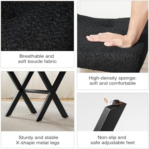 Memobarco 18-Inch Vanity Stool Chair, Black Makeup Stool