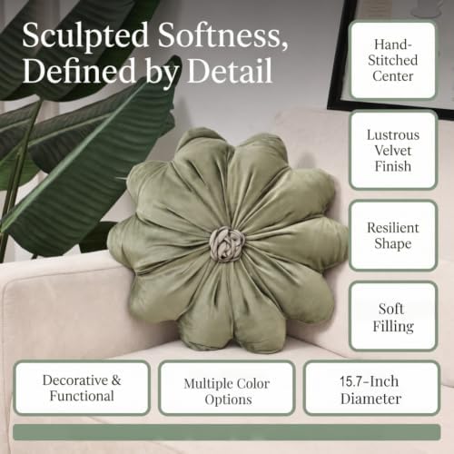 Flower Shaped Decorative Throw Pillow, 15.7" Round Flower Cushion -Purple