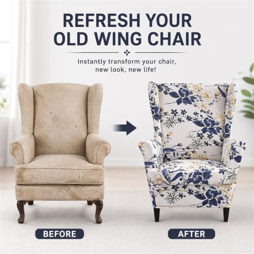 NILUOH Wingback Chair Slipcover 2-Piece, Stretch Armchair Protector