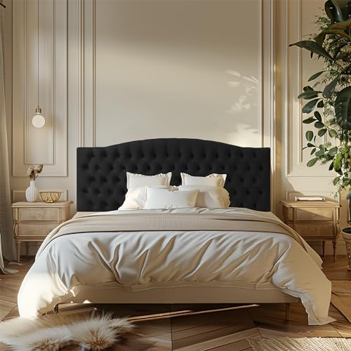 Furpopup Velvet King Size Headboard Only, Upholstered Wall Mount, Black