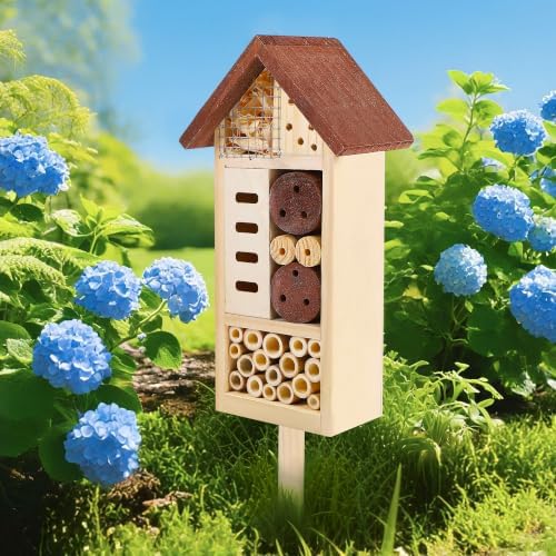 Lulu Home Wooden Insect House with Stake, 19.7 X 3.4 X 5.4 Inch