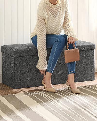 SONGMICS Ottoman Storage Bench, 35 Gal. Folding Chest, Holds 660 lb
