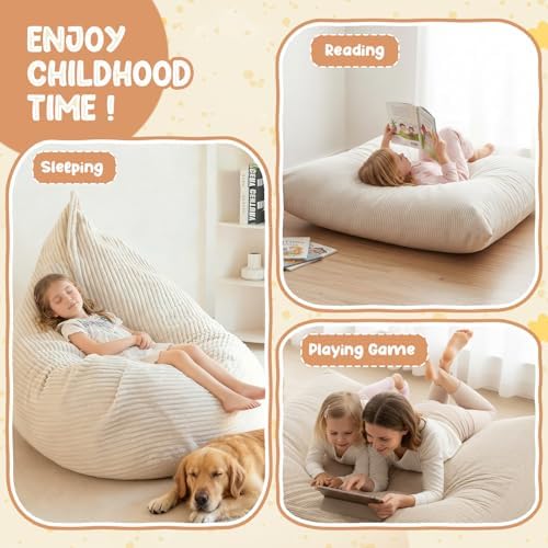 3 in 1 Kids Bean Bag Chair Bed – Foldable Bean Bag to Lounger