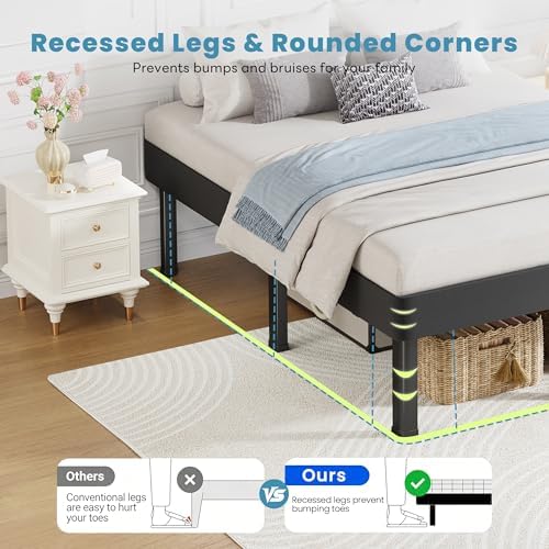 14" Twin All-in-One Box Spring, Metal Mattress Foundation with 9 Legs