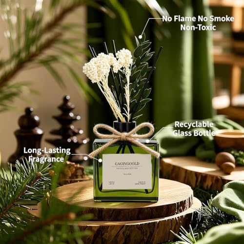 Reed Diffuser, 6.1 oz Citrus Mint Scent Diffuser with Sticks & Dried Flowers, 120 Days Long Lasting diffusers for Home, Elegant Fragrance for Bathroom Bedroom Office Decor Air Fresh