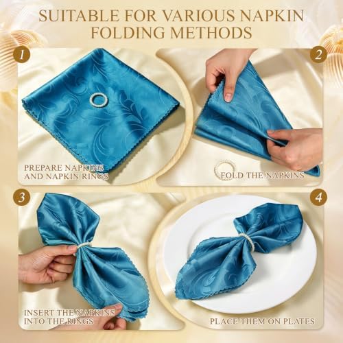 Pearl Napkin Ring Imitation Pearl Ring Napkin Holder, 50 Pcs, 1.5"