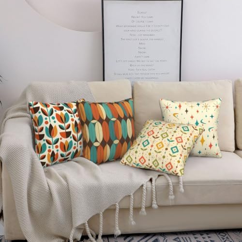 Mid Century Morden Decorative Throw Pillow Covers 18x18 Inch Set of 4