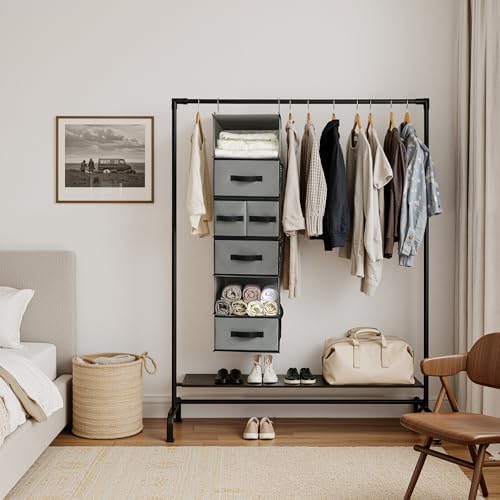 GRANNY SAYS Hanging Closet Organizer with 5 Drawers & 6 Shelves, Gray