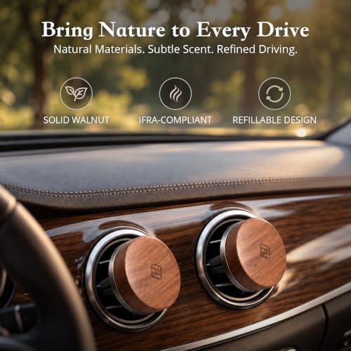 Car Air Freshener Vent Clip, 2 Pack Walnut Wood Car Diffuser