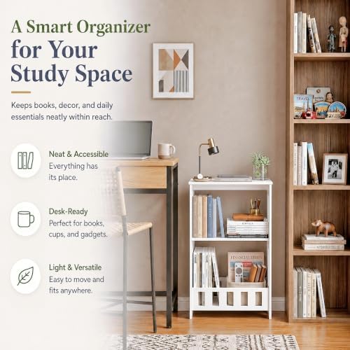 HAYOFAMY 3-Tier End Table Night Stand Set of 2, White Side Table with Storage Shelf, Small Bookshelf Bedside Table for Bedroom, Living Room, Office, Bathroom