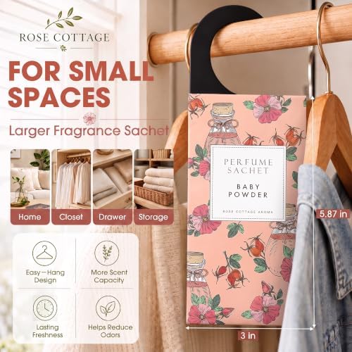 Large 12 Packs Baby Powder Hanging Scented Sachets Long-Lasting Closet Deodorizer Air Freshener Fabric Refresher Odor Eliminator for Drawer Home Fragrance Gift Set