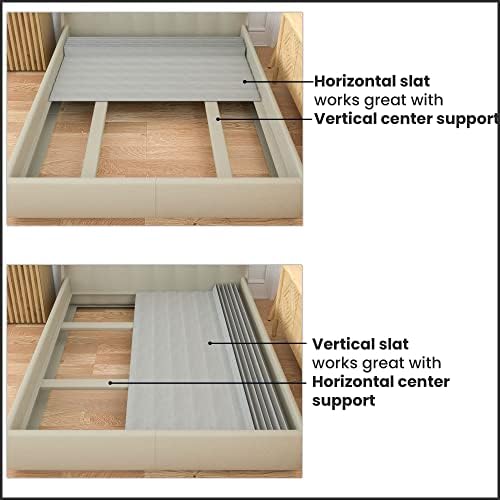 Treaton, 0.75-Inch Heavy Duty Vertical Wooden Bunkie Board/Bed Slats with Cover, Enhance Mattress Support, Queen(60"), Grey