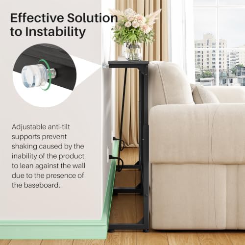 Kitstorack Narrow Sofa Table with Charging Station, 78.8" Behind Couch Table, Adjustable 24.4"-32.7" Height, Modular 2-piece Design for sectionals, entryways, Apartments, and Narrow Living Spaces