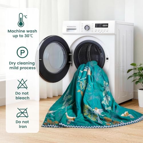 MSGKV Boho Throw Blanket 60"x80" Aviary Botanical Cotton Throw Blanket