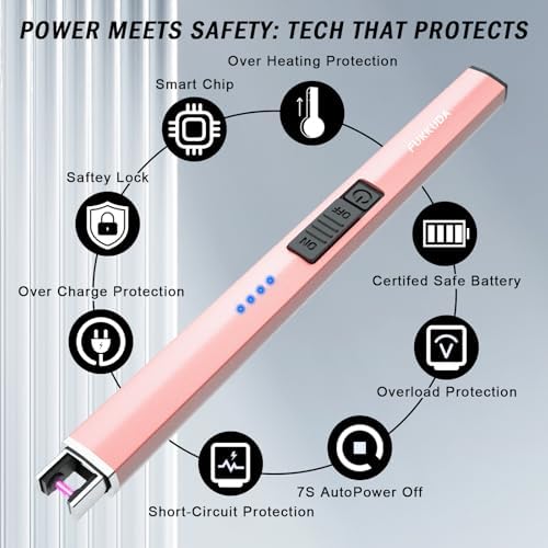 FUKKUDA Electric Candle Lighter, Rechargeable USB Arc Lighter for Candles, Fireplace, Camping BBQ, Christmas Stocking Stuffers, Birthday, Valentines Day and Easter Gifts for Women Men (Rose Gold)