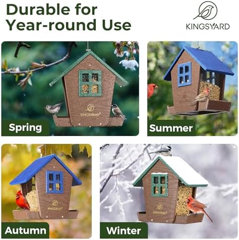 ingsyard 4 lbs Large Bird Feeder House for Outdoors Hanging
