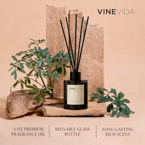 VINEVIDA | Jasmine | Reed Diffuser for Home & Bathroom | Long-Lasting Scent Sticks Set | Oil Stick Diffuser | Bathroom Scent