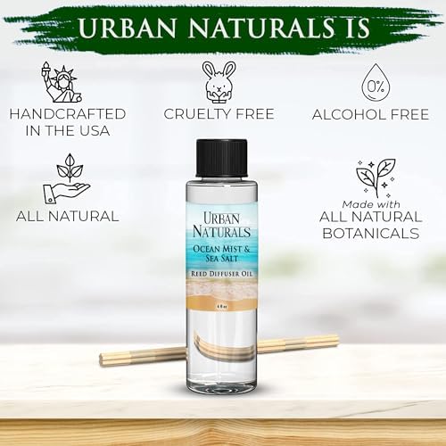 Urban Naturals Ocean Mist & Sea Salt Scented Oil Reed Diffuser Refill, 4 oz (2 Pack)