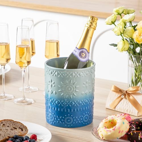 LOVECASA 7.2"+5.4" Ceramic Utensil Holder Set of 2, Coastal Crock