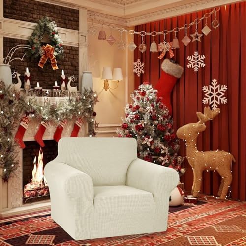 KEKUOU Stretch Chair Sofa Slipcover, Single Couch Cover,Beige