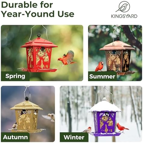 Kingsyard Metal Bird Feeders for Outdoors Hanging, Wild Hopper Bird Feeder