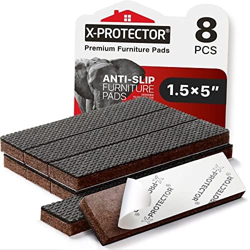 X-PROTECTOR Non-Slip Furniture Pads 8 PC 1.5”x 5” Rubber Furniture Grippers