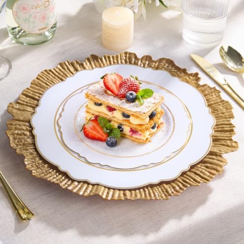 Goodluck 100 Pack 13 Inch Gold Reef Plastic Charger Plates