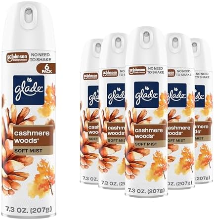 Glade Air Freshener Room Spray, Cashmere Woods Scent, Odor Fighting to Deliver Long Lasting Freshness, 7.3 Oz, 6 Count