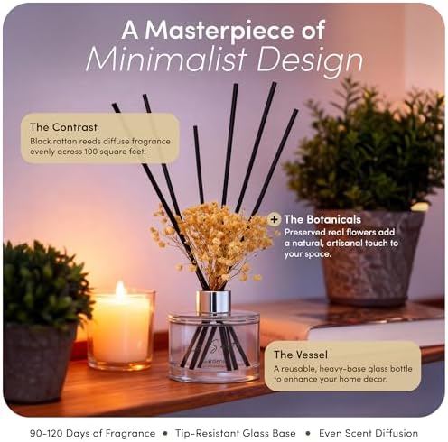 Gardenia Reed Diffuser Set with Sticks, 6.7 fl oz / 200 ml