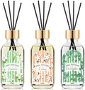 Reed Diffuser of 3 Pack, Linen Eucalyptus Jasmine Oil Diffuser Set with 15 Sticks, Bathroom Air Freshener, Aromatherapy Reed Diffusers for Home, Office, 1.7 Fl. Oz Each, Total 5.1 Fl. Oz