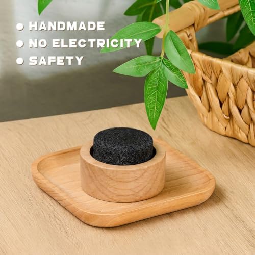 Chunful 4 Pcs Lava Rock Passive Diffuser for Essential Oils, Walnut Wood