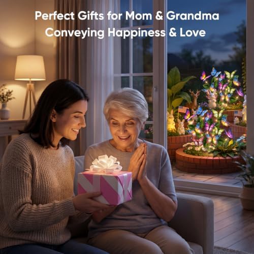Solar Lights Outdoor Garden Decor: 8 Pack Colorful LEDs Butterfly Lights