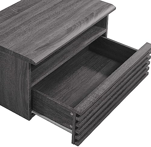 Modway Render Mid-Century Modern, Wall-Mount Nightstand, Charcoal