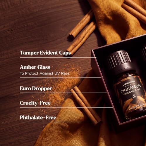 Lagunamoon Fall Essential Oils Set - Spice Fragrance Oils Autumn Gift Set for Diffusers, Home Care, Candle Making Scents, Aromatherapy - Cinnamon, Clove, Citronella, Ginger and Spiced Berries (10mL)