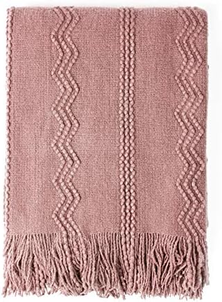 BOURINA Coral Pink Throw Blanket 60x80 Inch Knitted Soft Throw Sofa Blanket