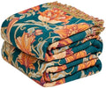 MSGKV Boho Throw Blanket 50"x60" Cotton Bird Floral Blanket for Couch