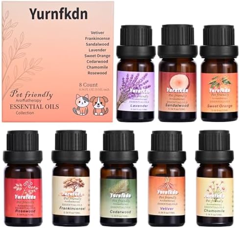 Pet Friendly Aromatherapy Essential Oils Collection,Safe for Dogs and Cats,Natural Relaxation and Stress Relief,Suitable for Aromatherapy Diffuser Bottles,Incense Sticks, and Candles Making (8, small)