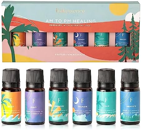 Folkulture Essential Oils Set for Diffuser | Set of 6 Everyday Aromatherapy Oils | Palo Santo, Lavender, Sandalwood, Citrus & Balanced Blend Oils | AM to PM Home Fragrance Oils & Wellness Gift Set
