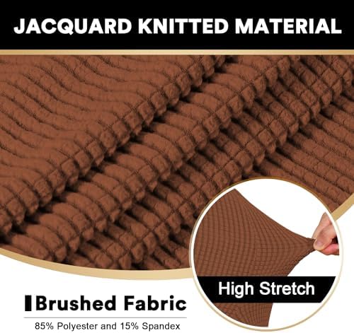 PrinceDeco T Cushion Sofa Slipcover 4 Pieces Sofa Covers for T Cushion Couch Soft Couch Cover (70"-88") Sofa Slip Cover Furniture Covers with 3 Individual T Shape Seat Covers Washable, Caramel