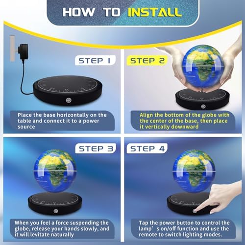 Magnetic Levitating Floating Globe with LED Light, 16 Colors Cool Tech Gadgets Gifts World Globe Lamp for Men Father Boys Girls, Birthday Gifts for Home Office Desk Decor Display