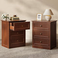 wanan Nightstand Set of 2 with Hidden Drawer, Walnut