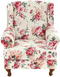 HAOYONG Wing Chair Slipcovers Stretch Wingback Chair Covers Printed 2 Pieces Wingback Armchair Slipcover Elastic Chair Slip Covers Washable Armchair Protector Cover for Living Room and Bedroom
