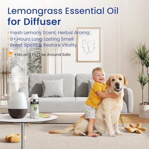 HIQILI Lemongrass Essential Oil for DIY Spray, Body Oil, Soap