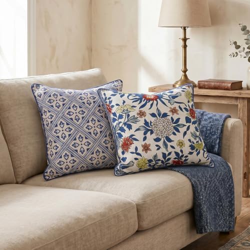 patdrea Designer French Vintage Floral Throw Pillow Cover,18"x18"